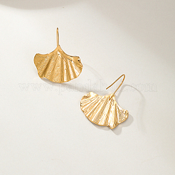 201ステンレススチール製ダングルイヤリング（女性用）  イチョウ葉  ゴールドカラー  30x28mm&nbsp;UE8817