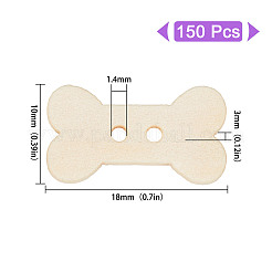 150穴木製ボタン2個  骨  トウモロコシの穂の黄色  18x10x3mm  穴：1.4mm&nbsp;BUTT-GO0002-05