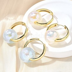 丸い真鍮のフープピアス  アクリルと  カドミウムフリー＆鉛フリー  長持ちメッキ  ラックめっき  18KGP本金メッキ  36x30x20mm&nbsp;EJEW-Z086-01G