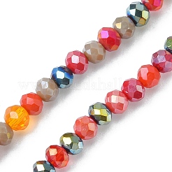電気メッキガラスビーズセット  多面カット  ロンデル  レッド  4.5x3.5mm  穴：1mm  約140~143個/連  18.90インチ〜19.29インチ（48cm〜49cm）&nbsp;EGLA-yw0002-C03
