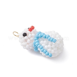 Glass Seed Beaded Snowman Pendants&nbsp;PALLOY-MZ01007