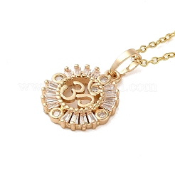 Brass Micro Pave Cubic Zirconia Pendant Necklaces for Women&nbsp;NJEW-E106-14KCG