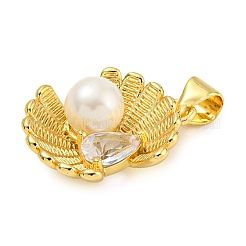 Rack Plating Brass Micro Pave Cubic Zirconia Pendants&nbsp;KK-Z063-02G