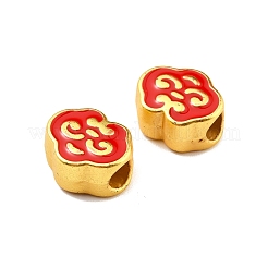 CCBプラスチックヨーロピアンビーズ  大穴ビーズ  エナメルスタイル  雲  レッド  10x11.5x6mm  穴：4mm&nbsp;CCB-P015-07G-01