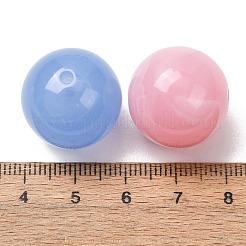 ツートンカラーの天然石風アクリルビーズ  ラウンド  ミックスカラー  20mm  穴：2.5mm  約110個/500g&nbsp;AC-CBA7B05-14