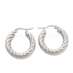 304ステンレススチール製ツイストリングフープピアス  ステンレス鋼色  24.5x4.6mm&nbsp;EJEW-Z146-01P-04