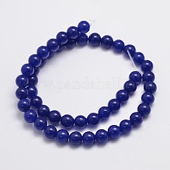 天然石&染め加工マレーシアジェイドビーズ連売り  ラウンド  ミッドナイトブルー  8mm  穴：1.0mm  約48個/連  15インチ&nbsp;G-A146-8mm-A22