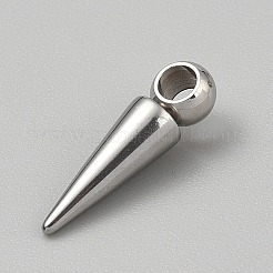 304ステンレスペンダント  コーンチャーム  ステンレス鋼色  21x6x5mm  穴：3.5mm&nbsp;STAS-CJC0015-03