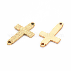 201 ステンレススチールリンクコネクター  テクスチャ  レーザー切断  クロス  ゴールドカラー  22x12x1mm  穴：1.6mm&nbsp;STAS-Q240-002G