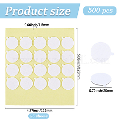 25枚のフラットラウンドい両面粘着紙ステッカー  キャンドルウィック用  ホワイト  128x111x1.5mm  ステッカー：直径20mm  20pcs /シート&nbsp;AJEW-SP0004-25A
