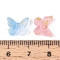 グラデーションカラー透明アクリルビーズ  蝶  金粉付き  ミックスカラー  9.5x11x3mm  穴：1.8mm  約：3330個/ 500 G&nbsp;OACR-SZC0009-01