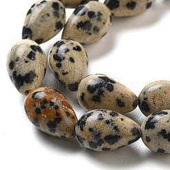天然石ダルメシアンジャスパービーズ連売り  ティアドロップ  12x8mm  穴：1.2mm  約33~34個/連  15.16~16.54''（38.5~42センチメートル）&nbsp;G-B106-A29-02