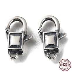 タイスターリングシルバーカニカン925個  長方形  スタンプ925個付き  アンティークシルバー  12.5x8x3.5mm  穴：1.2mm&nbsp;STER-D003-33AS