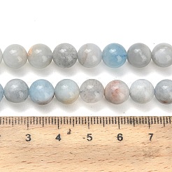 天然石アクアマリンビーズ連売り  ラウンド  スムーズ  8.5mm  穴：0.8~1mm  約47~48個/連  15.16~15.35''（38.5~39センチメートル）&nbsp;X-G-F591-29B-8mm