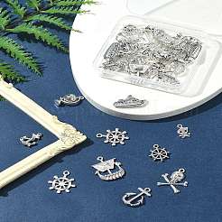 10 スタイル 海賊テーマ チベットスタイル 合金ペンダント  混合図形  アンティークシルバー＆プラチナ  15~26.5x9~25x1.5~5mm  穴：1.2~2mm  4個/スタイル&nbsp;FIND-SC0012-73