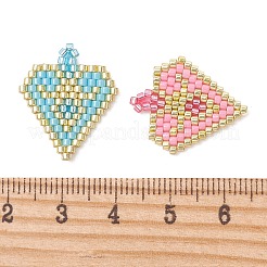 ミユキガラスシードペンダント（3色）3個  ハート型のビーズチャーム  ミックスカラー  22x18.5x1.8mm  穴：2mm  1pc /カラー&nbsp;PALLOY-MZ01333