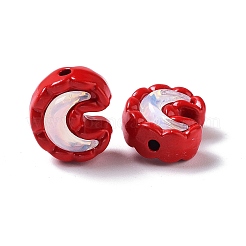 スプレー塗装された合金ビード  ガラスと  ムーン  クリムゾン  12x10.5x7mm  穴：1.4mm&nbsp;PALLOY-H134-32