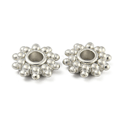 CCBプラスチックビーズ  花  プラチナ  10x2.5mm  穴：3mm&nbsp;CCB-P013-20A-P
