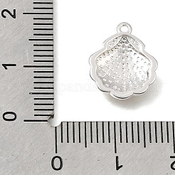 真鍮製エナメルペンダント  貝殻の形のチャーム  プラチナ  古いレース  14x12x28mm  穴：1mm&nbsp;LS-KK-CBA15EE-05P-A
