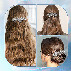 2Pcs 2 Style Flower Crystal Rhinestone Hair Barrettes&nbsp;OHAR-GF0001-25