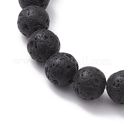 8mm ラウンド天然溶岩石と貝パールビーズストレッチブレスレット  女性用チリペッパー合金エナメルチャームブレスレット  ブラック  内径：2-1/8インチ（5.5cm）  唐辛子: 21x6x6mm  ビーズ：8mm&nbsp;BJEW-JB10243