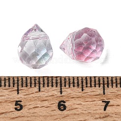 透明なガラスビーズを電気  ティアドロップ  グリッターパウダー付き  多面カット  フラミンゴ  10x8~8.5mm  穴：1.2mm  約1428個/1000g&nbsp;GLAA-A045-05G