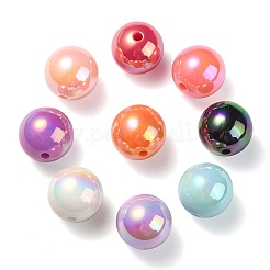 UVメッキレインボー虹色アクリルビーズ  ラウンド  ミックスカラー  17.5x17mm  穴：2.8mm&nbsp;PACR-E001-04