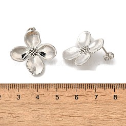 ラックメッキフラワー真鍮スタッドピアス  長持ちメッキ  鉛フリー＆カドミウムフリー  プラチナ  24x24mm&nbsp;EJEW-H016-26P