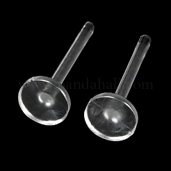 樹脂スタッドピアスパーツ  フラットラウンド  透明  11x4mm  ピン：0.8mm&nbsp;FIND-H046-05