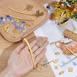 DIY ブックマーク キット  合金ブックマークを含む  合金、鉄、樹脂のペンダント  ガラスビーズ  304ステンレススチール丸カン  304ステンレススチールカーブチェーン  ゴールドカラー  122mm&nbsp;DIY-ME00004