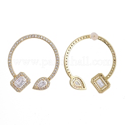 Brass Micro Pave Clear Cubic Zirconia Stud Earrings&nbsp;EJEW-K083-14G