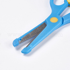 ステンレススチールとABSプラスチックハサミ  子供用安全クラフトはさみ  ディープスカイブルー  13.5x6.2cm&nbsp;TOOL-WH0100-03C