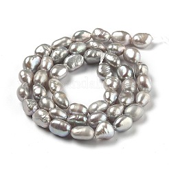 天然養殖淡水パールビーズ連売り  研磨両側  染め  グレー  6~8x5.5~6.5mm  穴：0.6mm  約45個/連  34cm&nbsp;PEAR-L033-31C-01