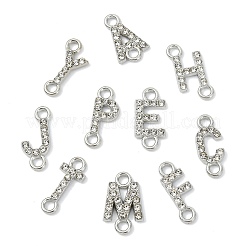 26個 26スタイル 合金クリスタル ラインストーン コネクターチャーム  a~z の文字リンク  プラチナ  15x5.5~9.5x2mm  穴：1.8~2mm  1個/スタイル&nbsp;FIND-CJZ0001-001P