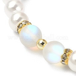 3Pcs 3 Color Synthetic Moonstone & Hematite & Plastic Pearl Beaded Stretch Bracelets Set&nbsp;BJEW-JB09507
