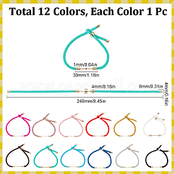 12Pcs 12 Colors Braided Nylon Cord Bracelet Making&nbsp;MAK-SC0001-24