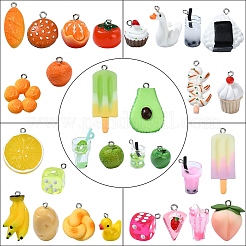 30Pcs 6 Styles Opaque Resin Pendants&nbsp;RESI-YW0001-67A
