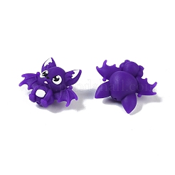 ハロウィンテーマのシリコンフォーカルビーズ  3dバット  パープル  28.5x35.5x16mm  穴：2mm&nbsp;SIL-M005-05D