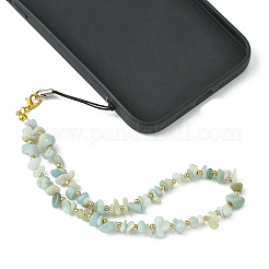 天然フラワーアマゾナイトチップ & CCB プラスチックラウンドビーズモバイルストラップ  ナイロンコードモバイルアクセサリー装飾  21.5~22cm&nbsp;HJEW-FZ00003