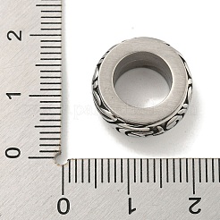 回転可能な316サージカルステンレススチールヨーロピアンビーズ  大穴ビーズ  ロンデル  アンティークシルバー  16x8mm  穴：8.9mm&nbsp;STAS-E212-152AS