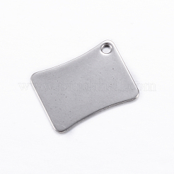 変色しにくい304ステンレススチールペンダント  長方形  空白タグのスタンプ  ステンレス鋼色  18x12x1mm  穴：1.5mm&nbsp;LS-STAS-D445-035