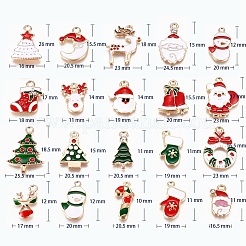Christmas Theme Light Gold Plated Alloy Enamel Pendants&nbsp;ENAM-TAC0001-17LG