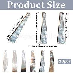 天然ブラックリップシェルペンダント30個  台形チャーム  25~30x5~7x1~2mm  穴：1~1.2mm&nbsp;FIND-PA0001-96