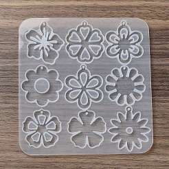 花の DIY ペンダントシリコンモールド  レジン型  UVレジン用  エポキシ樹脂工芸品作り  ホワイトスモーク  131x125x4.5mm  穴：2mm  内径：34~36x38~42mm&nbsp;DIY-G100-01A