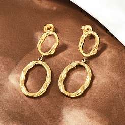 304 Stainless Steel Oval Dangle Stud Earrings&nbsp;EJEW-I319-02G