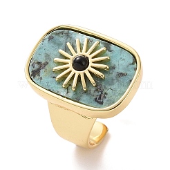 Natural African Jade & Black Agate Cuff Rings&nbsp;RJEW-P016-01A-05G