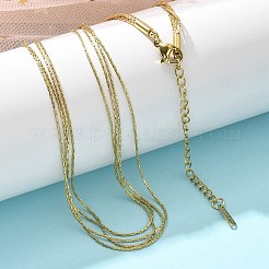 304ステンレススチールボストンリンクチェーンマルチ連ネックレス（女性用）  18KGP本金メッキ  15.16インチ（38.5cm）&nbsp;NJEW-C084-02G