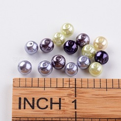 ガラスパールビーズセット  ラベンダーガーデンミックス  環境に優しい  ラウンド  染め  ミックスカラー  6mm  穴：0.7~1.1mm  約400個/箱。&nbsp;HY-JP0001-02-H