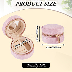 Portable Travel Round Velvet Jewelry Set Storage Zipper Boxes&nbsp;CON-TAC0001-11B