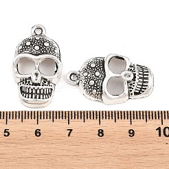 ハロウィーンチベットスタイル合金ペンダント  質感のあるスカルチャーム  アンティークシルバー  28.5x17x6mm  穴：1.8mm&nbsp;FIND-B066-02AS